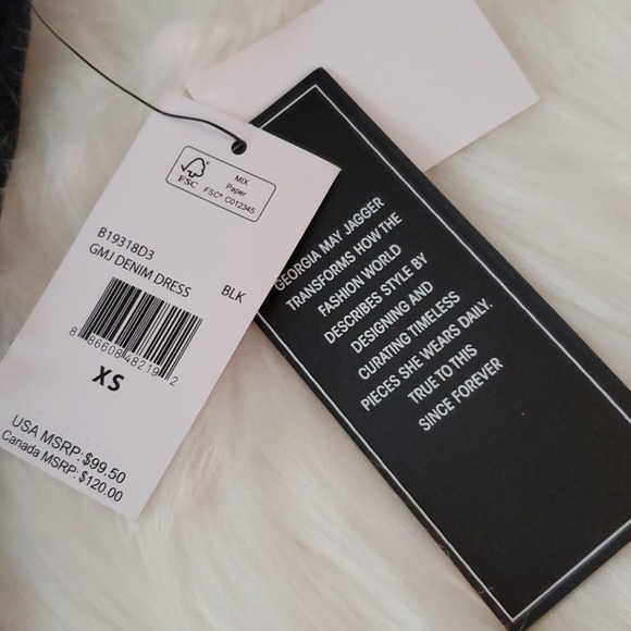 NWT! Volcom XS Black Denim Front Zip Belted Dress - Picture 6 of 9